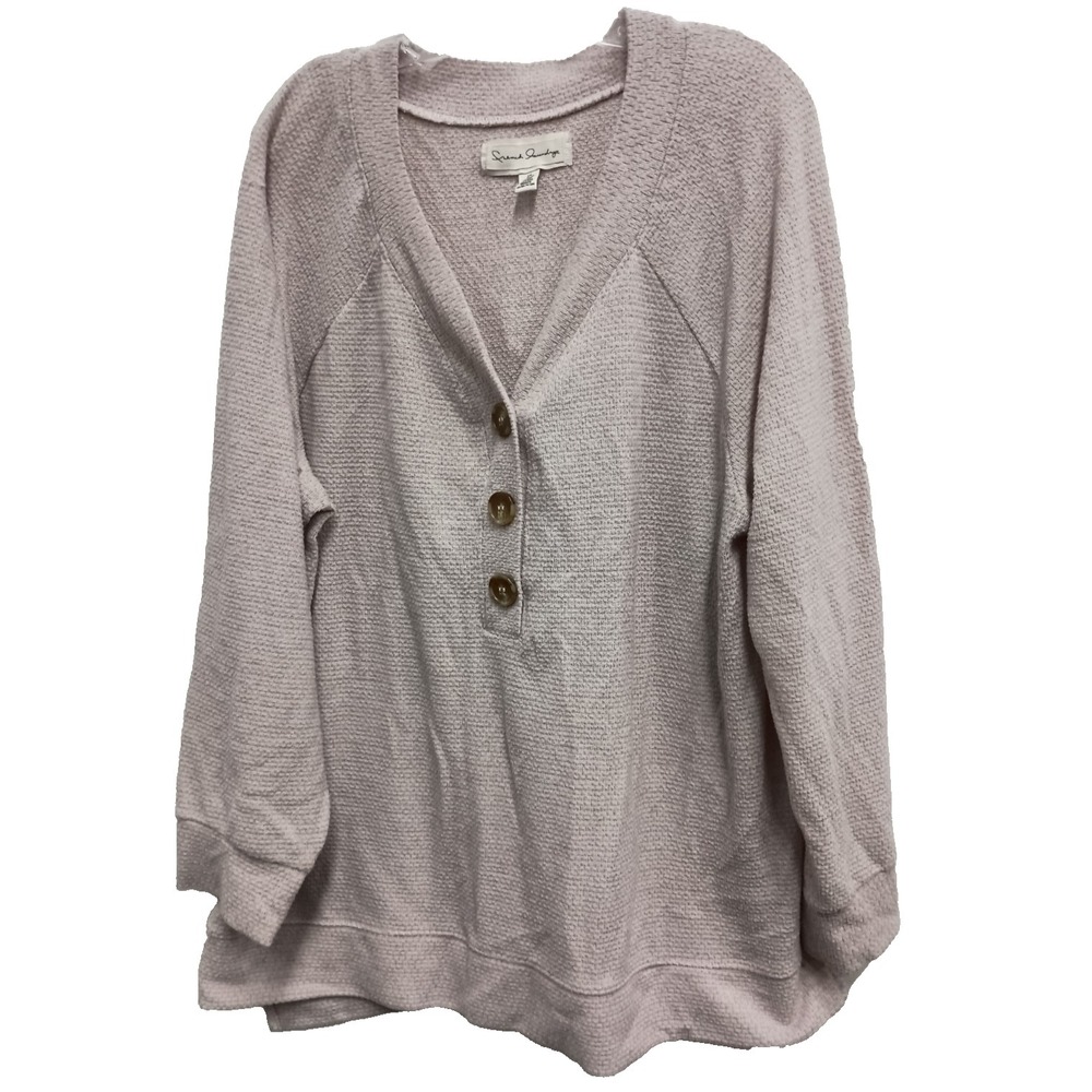 French Laundry BOHO Tunic Top 2X Oatmeal Thermal Oversized Long Sleeve Casual